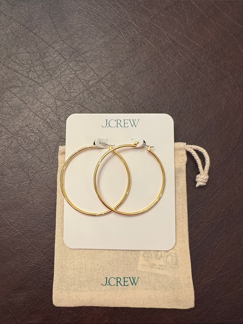 J.Crew Shiny Gold Slim Hoop Earrings